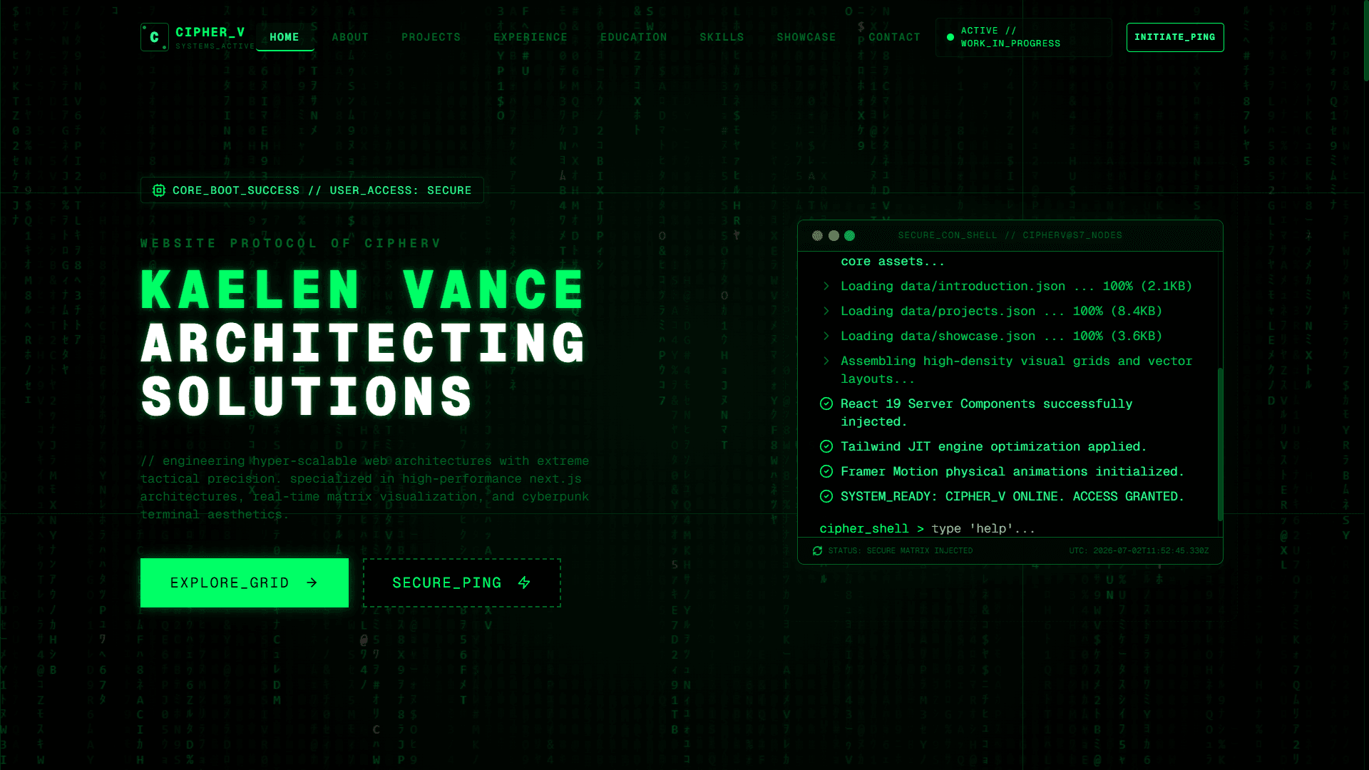 NeoMatrix – Premium Next.js Developer Portfolio Template preview